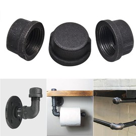 AGUTEA Black Cast Iron Pipe Fitting Cap Suitable for Vintage Shelf Support DIY Pipe Decoration Furniture Safety Decorative Cap (Pack of 4) (3/4 INCH)