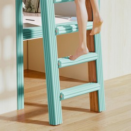 Bunk Bed Ladder Pads, Soft Extra-Wide Edge Protector, Self-Adhesive Bunk Bed Ladder Cover Foam Padding Traction Treads for Stair Steps, Sharp Edges, Table, Desk, Furniture 6.5 Ft Light Green