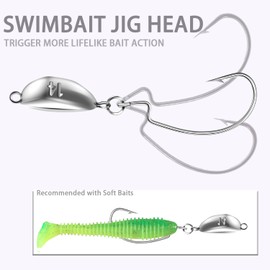 Kulport Weedless Swimbait Jig Heads for Bass Fishing,Weighted Texas Rig Hooks Fishing Hooks for Saltwater Freshwater 1/8 oz 3/16 oz 1/4 oz 1/2 oz-1/4oz 1/0Hook