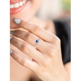 Evil Eye Ring for Women Sterling Silver All Seeing Eyes Open Ring Celtic Trinity Knot Band Rings Adjustable, Tiny Small Rings for Ladies Mom