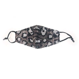 Silver Leopard Animal Print Shiny Sequins Face Mask with Comfortable Lining