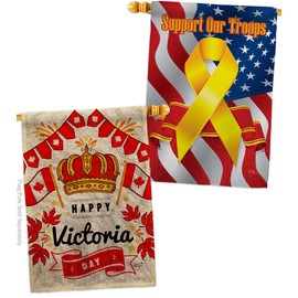 Victoria Day Burlap House Flags Pack Regional Canada Canadian Territories Region Country Particular Area Support Our Troops Small Decorative Gift Yard Banner Double-Sided Made In USA 28 X 40