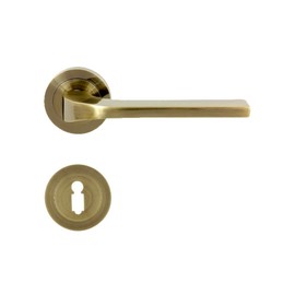 domino Door Handle Set BB Deadlock Set | Round Rosette | Door Handle for Office Door, Cellar Door & Interior Door | Aluminium Door Fittings | Bronze Door Handle Set | TIPO-R M3