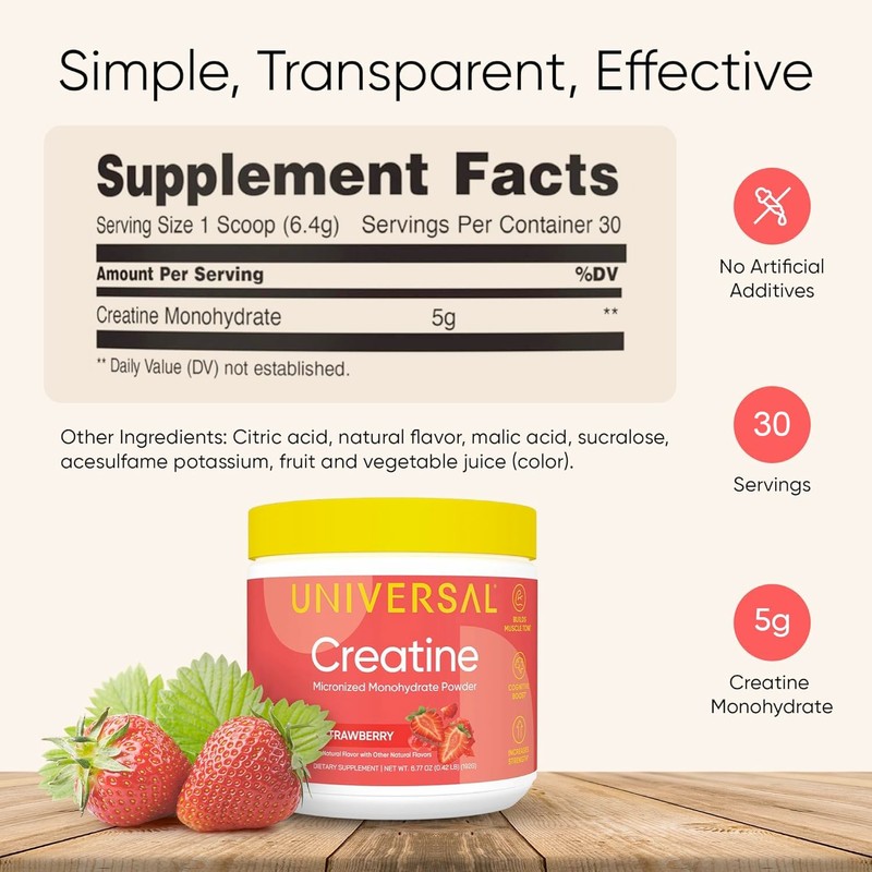Universal U Creatine Monohydrate for Women - Flavored Creatine Powder,