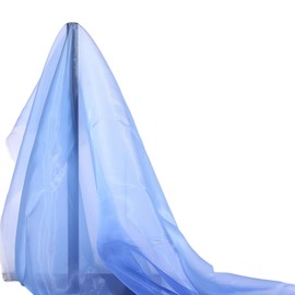 1.42M*1M Gradient Organza Fabric,Tulle Fabric Rolls,Polyester Sheer Organza Fabric for Cloths,Stage Costume Decoration,Blue