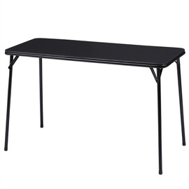VECELO Folding Table Desk 47’’ with Collapsible Legs & Vinyl Upholstery, No Assembly Needed, Metal, Black