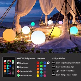 16 Inch Ultra-Fun LED Ball Light, Rechargeable Globe Floor Lamp w/Remote, 16 RGB Color Changing Orb Light, Waterproof Outdoor Ambiance Lighting, Pool Party Decorations