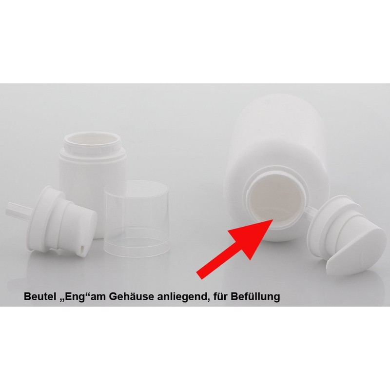 Empty Kosmetex airless pump dispenser with inner bag, cream dispenser,