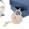 Honbay 1PCS Rhinestone Heart Lock Keychain with Key Sparkling Love