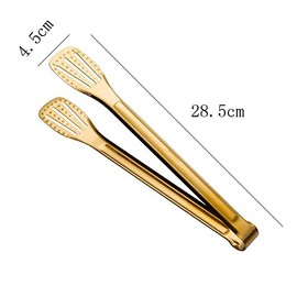Gold Food Seriving Tongs Stainless Steel Pliers Kitchen Gadgets Tongs Cooking Grill Thickened Hollow - 2 Pack 11-Inch