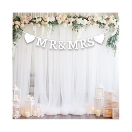 GIDWRIY Mr and Mrs Garland Wedding, Mr and Mrs Banner Decoration, Bunting Wedding Garland, Wedding Decoration, Wedding Banner, Vintage Wedding Decoration, Registry Office for Decoration, Wedding