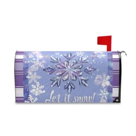 Wusikd Winter Purple Snowflake Mailbox Cover Magnetic Standard Size Let It Snow Mailbox Covers Letter Post Box Cover Wrap Decoration Welcome Home Garden Outdoor 21" Lx 18" W