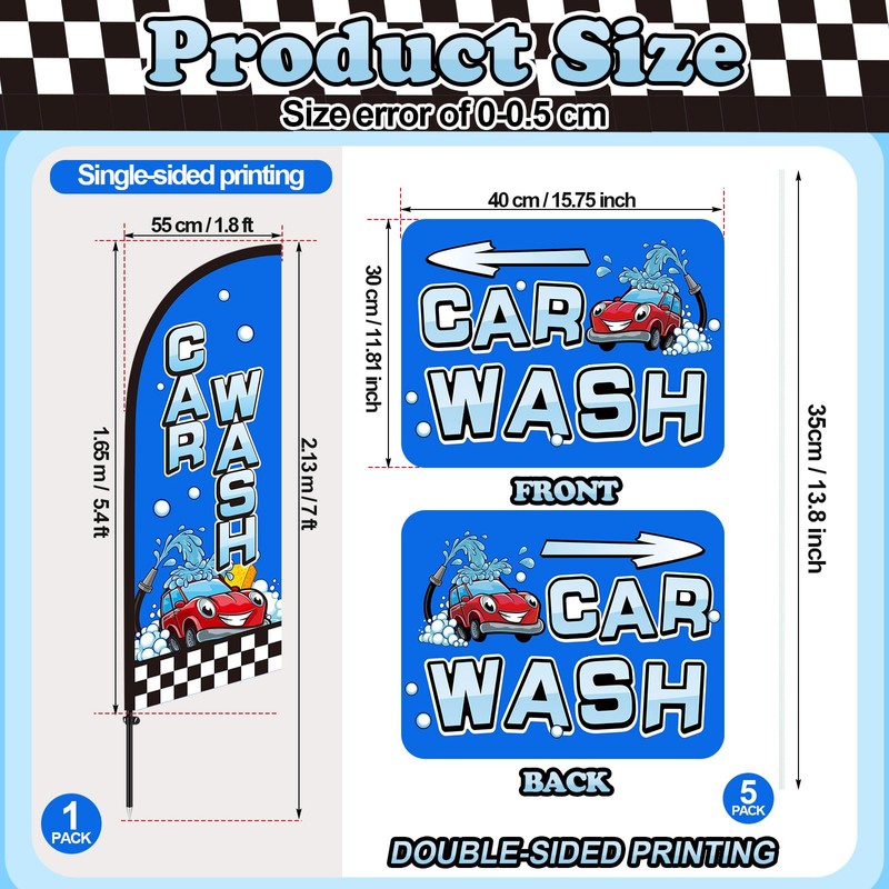 Car Wash Feather Flagpole Kit Include 7 ft Banner Flag