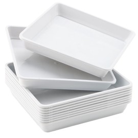 JOIKIT 10 PCS 11.4 x 11.4 Inch Square Plant Saucer, Plastic Plant Saucer Drip Tray, Square Flower Pot Tray for Indoors and Outdoor Plant Pots, 1.6 Inch Deep, White