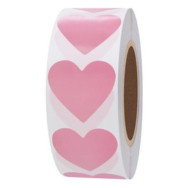 Hylabelest Coloured Dot Heart Stickers 30mm Love Shape Valentine's Day Gift Labels (Pink)