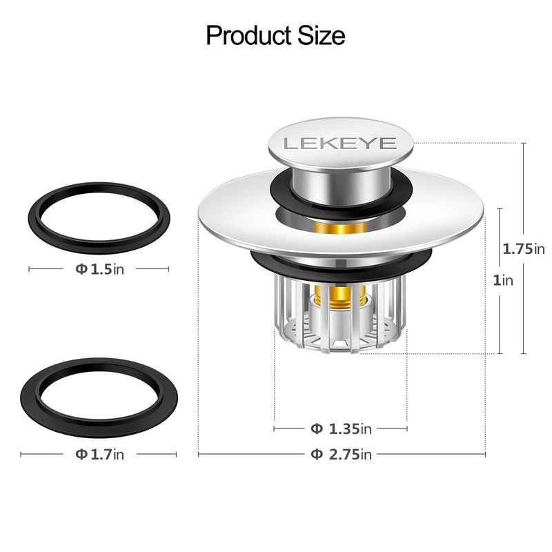 LEKEYE Tub Stopper | Shower Drain Hair Catcher | Pop-up