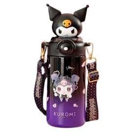 Many Rainbows Kuromi Purple Stainless Steel Insulated Water Bottle (Straw) with Strap 600ml