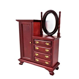 Melody Jane Dolls House Mahogany Combination Wardrobe Miniature 1:12 Bedroom Furniture