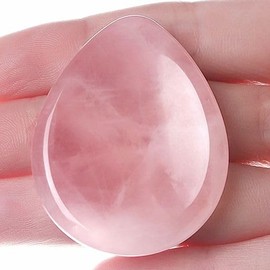 GUJOXILA Rose Quartz Worry Stone Rock Crystal Oval Bag Natural Teardrop Shape Crystals Worry Stones Healing Stones Thumb Stone Meditation Spiritual Polished Energy Balancing