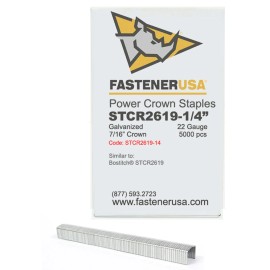 FastenerUSA 1/4" LEG x 7/16" POWER CROWN 22GA GALV STAPLES 5,000ct | STCR2619-14