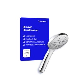 Duravit Duravit Universal Duschkopf, Duschbrause mit Strahlart Rain, Handbrause rund (? 110 mm), Brausekopf mit reinigungsfreundlichen Silikonnoppen, Chrom