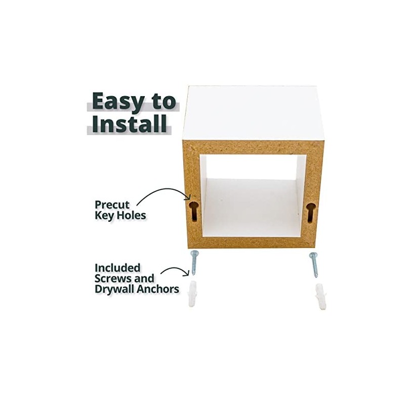 Greenco 3 Cube Floating Shelf, Easy-to-Assemble Floating Wall Mount Shelves