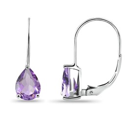 Earrings for Women, Birthstone Earrings, 8x6mm Pear Genuine or Synthetic Gemstone, Leverback Earrings, Teardrop Earrings, Huggie Earrings, Drop Earrings, Dangle Earrings, Silver Earrings or Gold