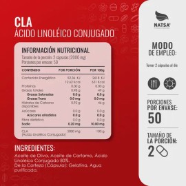 Cla 1000 Mg (Ácido Linoleico Conjugado) 100 Cápsulas, Reduce grasa y aumenta masa muscular, Reduce niveles de colesterol, Calidad Premium