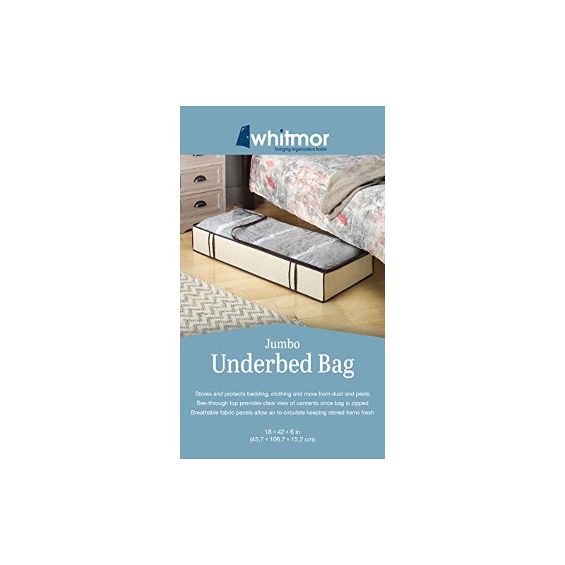 Whitmor Heavy Duy Canvas Zippered Under Bed Bag, Jumbo