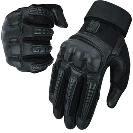 FOXKULL Motorcycle Gloves for Men, Touchscreen Motorcycle Gloves with Hard Shield & Palm Pads for Motorcycle Cycling (Black, Medium)