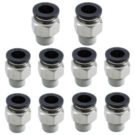 AUXBC 10PCS Push to Connect Fittings, 3/8" Tube OD x 1/4" NPT Male Straight Pneumatic Quick Connect Air Fittings for Air Compressor, Air Ride Suspension System
