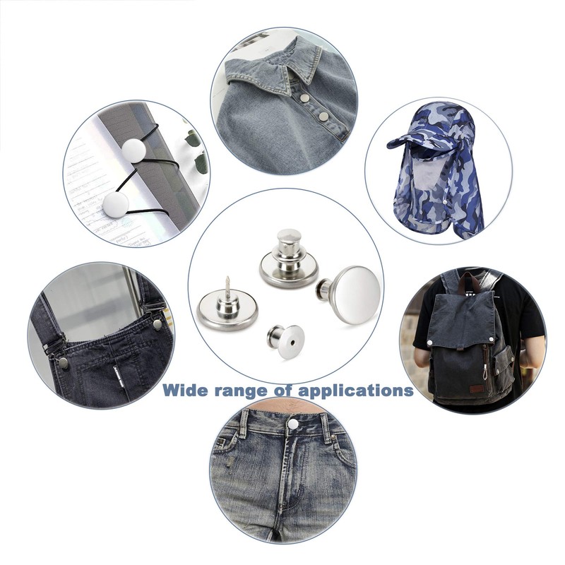 ZENGLU 17mm Replacement Jean Buttons No Sew Instant Button 16