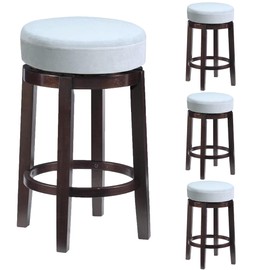 Deisy Dee 4pcs Velvet Stretch Round Bar Stool Seat Covers,Barstool Covers Slipcovers for 15.5-20 inch Stool Chair (4, Sliver, 15.5-20 INCH)