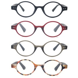 OLOMEE Reading Glasses Women Men Cute Round Readers +1.25 Stylish Funky Lightweight Unisex Cheaters Glasses 4 Pack Comfy Fit Spring Hinge