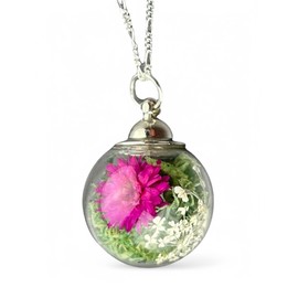 925 Sterling Silver Real Flowers Bouquet Necklace Natural Jewelery Handmade in Berlin moss & dill blossom and chrysanthemums