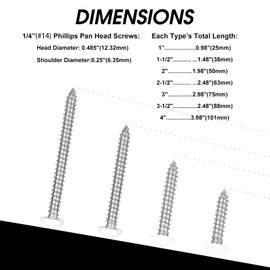 White Head 50 PCS #14x2-1/2(2.5 inch) Stainless Steel Phillips Pan Head Wood Screws,White Coated Screws Covers Head Wood Screws,Stainless Steel 18-8 A2(304) Screw,Home Screw Kit by QISHEN