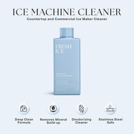 Fresh Ice Machine Cleaner and Descaler Solution - 2 x10.2 Fl Oz - (6 uses) - Nickel Safe Ice Machine Cleaner - Remove Built Up Limescale & Minerals
