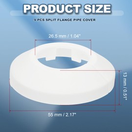 PATIKIL 26.5mm Plumbing Cover Plates, 9 PCS Wall Split Flange Pipe Cover Decoration Escutcheon Plate Collar Flange Water Pipe Cover Decoration PP Plastic for Wall Pipe Tube Hole, White