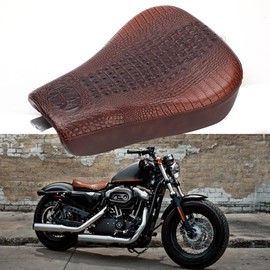 DREAMIZER Motorcycle Crocodile Brown Driver Solo Seat Soft Front Cushion Compatible with Harley Sportster XL883 Forty Eight 48 XL1200X Seventy Two 72 XL1200NS 2010-2015