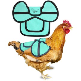 COOPED UP Canvas Chicken Saddle for Medium-Large Hens with Larger Wing Cover and Adjustable Straps - Teal