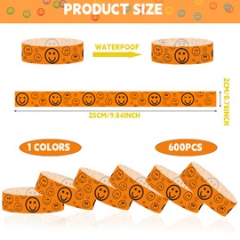500 Pack Waterproof Neon Wrist Bands, Neon Party Wristbands, Events Adhesive Wristband, Colorful Entrance Wristbands, Lightweight Identification Wristband for Concert Events Party(Orange)