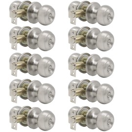 Probrico Brushed Nickel Bed/Bath Door Knobs Privacy Door Knobs Interior Bathroom Locks Wholesale (10 Pack)