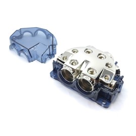 6 Way Power Distribution Block, 1/0 Gauge x 2 in, 4 Gauge x 2/8 Gauge x 4 Out Power Ground Distributor for Car Audio Amplifier Splitter 1pcs