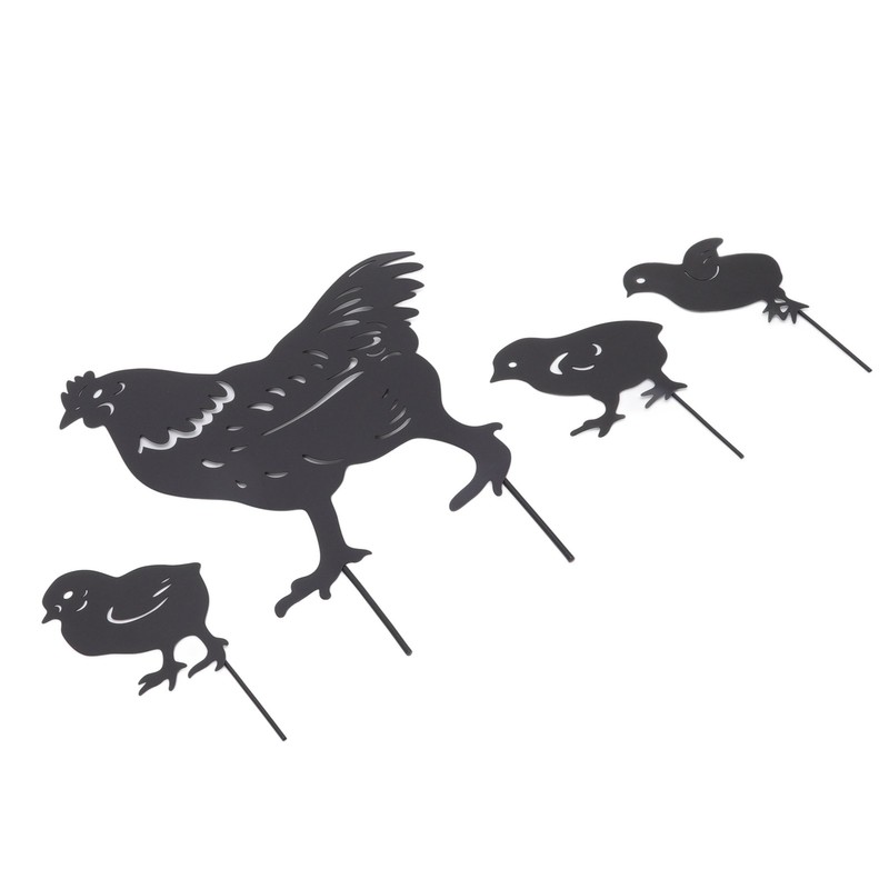 4Pcs Hen Chicken Silhouette Hollow Stake Design Cute Hen Chicken