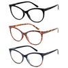 KoKoBin Reading Glasses for Women 3 Pairs Cat Eye Oversized