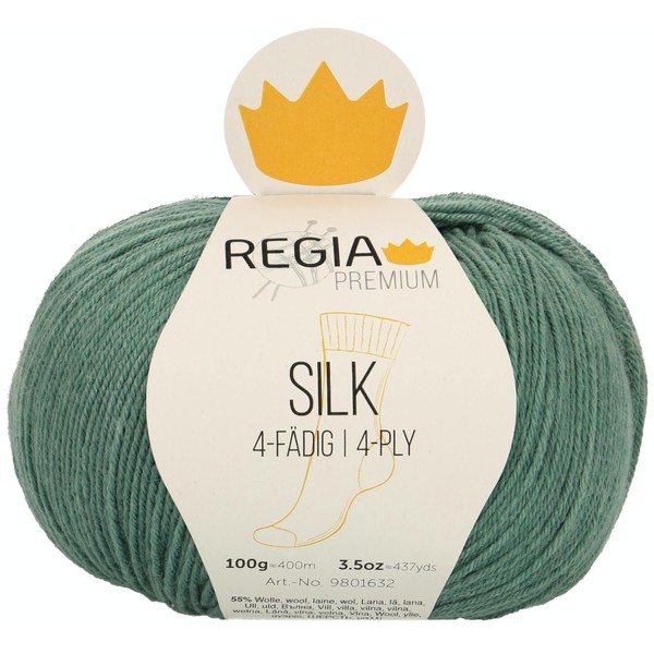 Regia Premium Silk 9801632-00001 Hand Knitting Yarn, Sock Yarn, 100 g Ball, White