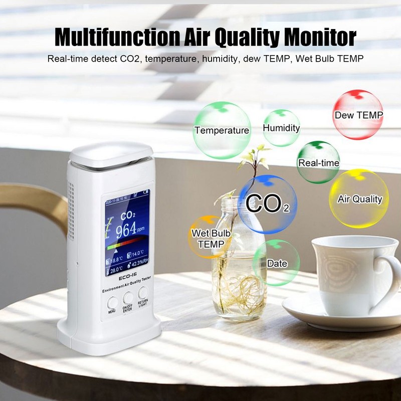 ECO-16 Color Screen CO2 Detector Air Quality Monitor Temperature Humidity