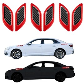 EZONEDEAL 6Pcs 3D Strong Reflective Stripe Sticker for Car Fender Hood Bumper High-Intensity Night Visibility Reflective Decal Safety Warning Diamond Grade Carbon Fiber Universal for Car SUV-Red