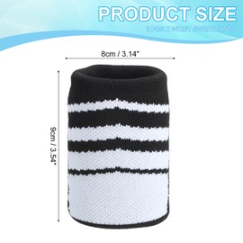 PATIKIL Sports Wristband Sweatbands for Men and Women, 2 Pcs Breathable Tennis Wrist Bands Absorbent Sweat Band for Basketball Football Baseball Running, Black/White
