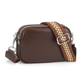 befen Small Crossbody Bag for Women Genuine Leather Handbags & Shoulder Bags With Wide Shoulder Strap-Coffee